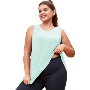 LALAGEN Plus Size Womens Workout Tank Tops Sleeveless Summer Loose Fit Flowy Yoga Athletic Running Shirts (XX-Large, Light Green)