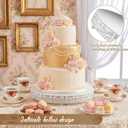 Wenqik 20 Inch White Cake Stand Set Metal Round Cupcake Dessert Stand with Cake Cutting, Flower Spatula Wedding Cupcake Pastry Display Candy Holder Display for Wedding Party Birthday Baby Shower