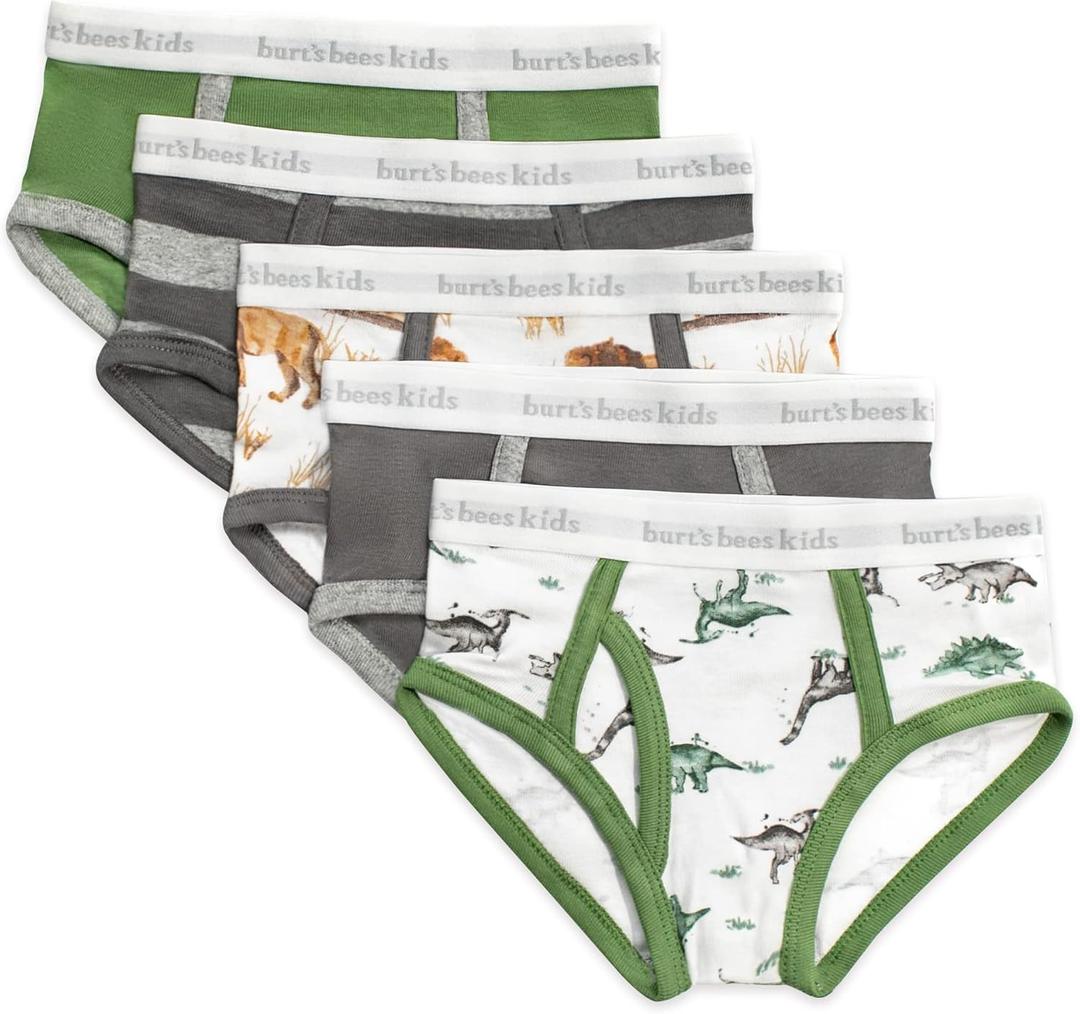 Burt's Bees Baby Boys' Underwear Set - Breathable 100% Organic Cotton Undies, Pack of 5 for Toddler 4-5T
