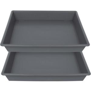 NIMYAU Square Plant Saucer 18 Inch 2 Pack, Large Plant Trays for Pots Heavy Duty Gray Plastic Plant Saucers for Indoors Outdoors, Flower Pot Plant Drip Trays No Holes Plant Lover Gardening Gifts