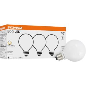 SYLVANIA ECO LED Light Bulb, G25 Globe, 40W Equivalent, Efficient 3.5W, 7 Year, 325 Lumens, Frosted, 2700K, Soft White - 3 Pack (40880)
