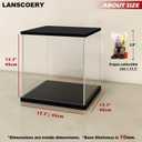 LANSCOERY Clear Acrylic Display Case with RGBW LED Light, Black Display Box with Open Door, Dustproof Showcase, Perfect for Figures Collectibles - 17.7x17.7x17.7 inch