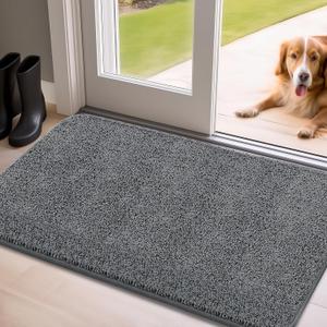 Mibao Front Door Mat Entrance, Non-Slip Absorbent Waterproof Welcome Doormat with TPR Backing, Dirt Trapping Entrance Inside Floor Mats for Entryway Washable Low-Profile, 35.5" x 59", Dark Grey (2'11" x 4'11" (Rectangular))