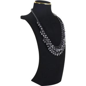 GemeShou Black Necklace Display Stands for Selling, Velvet Necklace Storage Organizer, Necklace Mannequin Jewelry Bust Holder for Boutique Store【Black-Large Height 13 inch】