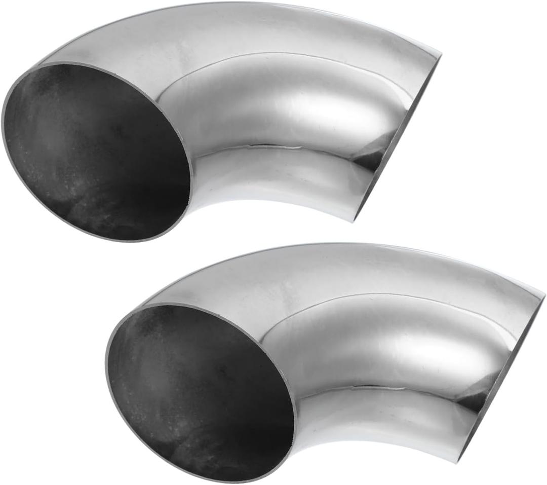 Motoforti 2pcs OD 3.5 Inch 90 Degree Mandrel Bend Elbow SS304 Stainless Steel Bend Tube Exhaust Elbow Pipe for Car Exhaust System 3.5" Piping Silver Tone Long-lasting