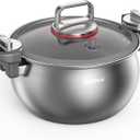 Micro Pressure Cooker,Stainless Steel Stock Pot,7-Quart Non-Stick Pan with No Coating, Soup Pot with Tight-Fitting Lid for Faster Cooking,Twist-Lock Handle,Compatible with Induction and Gas Stoves