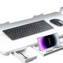 Keyboard Tray Under Desk with Drawer,26.77" X 11.81"Large Size Keyboard Tray with C Clamp-on Mount, Easy to Install, for Home Office (White)