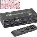 4K HDMI Video Wall Controll 2x2, Video Wall Processor with RS232/DVI/Type-C Input, Support 90 180 Rotation, IR Remote, SPDIF Audio Output