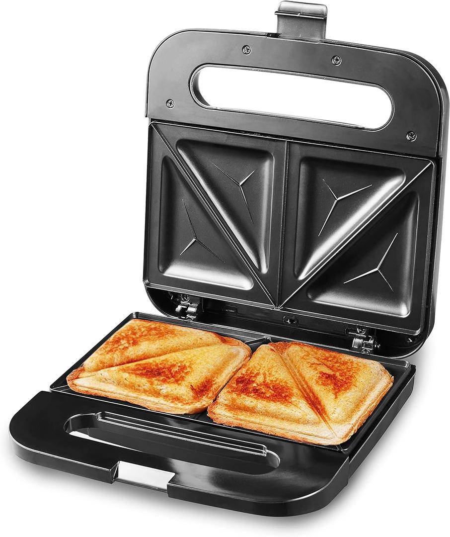 Elite Gourmet ESM2207XSS Sandwich Panini Maker Grilled Cheese, Machine Tuna Melt Omelets Non-stick Cooking Surface, 2 Slice, 750 Watts, Stainless Steel