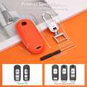 PIFOOG Key Fob Cover Fit for Mazda Leather 4 Buttons Car Keys Case Shell Protector with Metal Keychain Accessories Fits for Mazda 3 6 CX5 CX9 CX3 MX5 Smart Keys Girly Women Orange 1PC