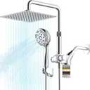 Upgraded Dual Shower Heads Combo, 10 inch Filtered Shower Head with Handheld, 3-Way Rain Shower Head with Filters, 7 Settings Handheld Spray, High Pressure, Height Adjustable (Silver)