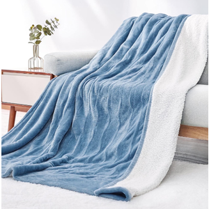 MARNUR Heated Blanket Twin Size 62"x 84", Flannel & Sherpa Electric Blanket with 10 Hours Timer, 6 Heat Settings, Machine Washable, Blue