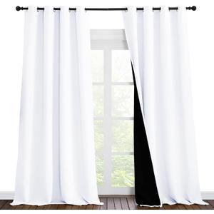 NICETOWN Full Shading Cold Blocking Curtains for Windows, Super Heavy-Duty Black Lined Blackout Curtains for Bedroom, Privacy Assured Window Treatment (White, Pack of 2, 55 inches W x 96 inches L)