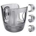 Stroller Cup Holder, Baby Cup Holder Compatible with UPPAbaby Vista, Cruz and Minu Strollers  Fits Most Cup Sizes, Quick-Release Design, 1 Pack (Grey semi transparent)