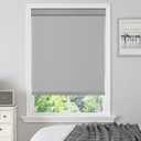 Cordless Blackout Roller Shades for Windows & Doors, Free-Stop Shades with Valance, UV Protection, Thermal Insulated Window Blinds for Home, Bedroom, Office, Gray, 27" W x 72" H