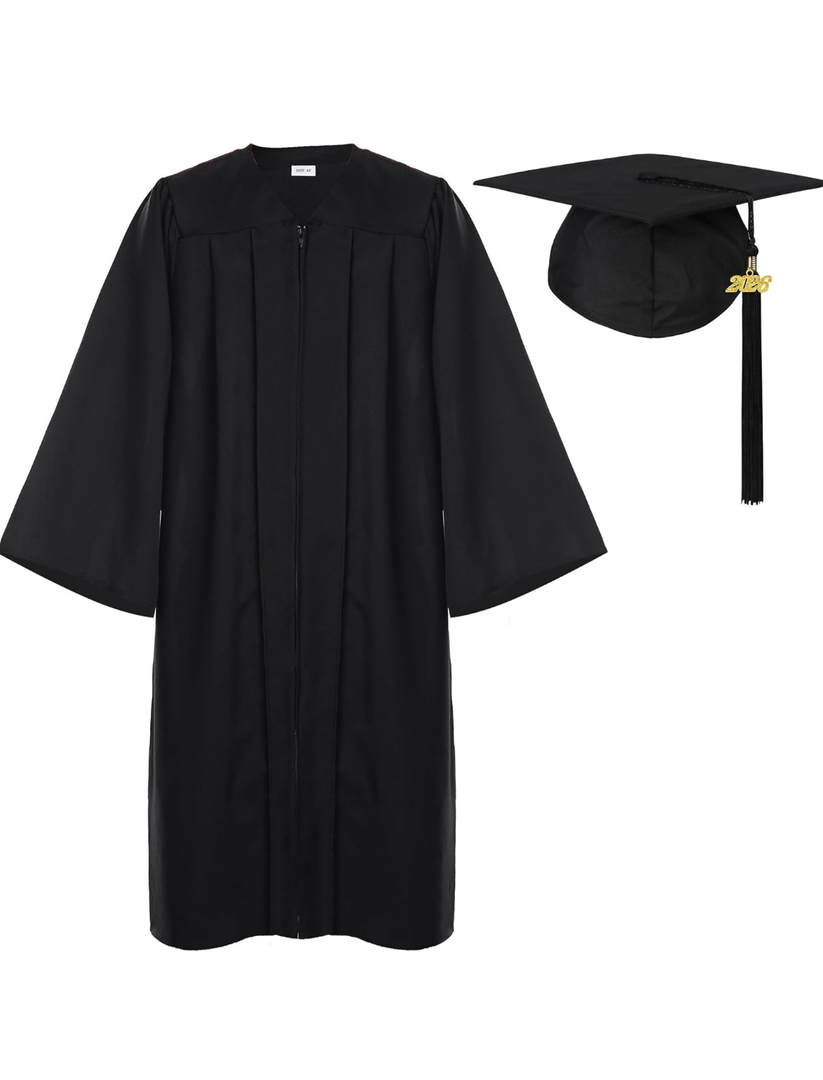 Newrara Graduation Gown Cap Tassel, Size 48, Black, 2025