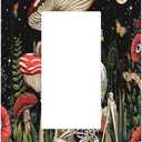 Mushroom Skull Skeleton Moon Star Plants Floral 1-Gang Decora GFCI Device Single Rocker Wall Plate Oversized Electrical Decorative Decorator Light Switch Receptacle Outlet Cover