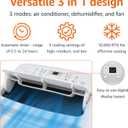 Amazon Basics 3-In-1 Portable Air Conditioner with Remote, Timer, Sleep Mode, Auto Swing, Dehumidifier, 10000 BTU (ASHRAE)/6000 BTU (SACC), Cools Bedroom Up to 450 Sqf, White