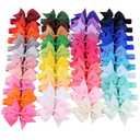 jollybows 40pcs Baby Girls Hair Bows Headbands Grosgrain Ribbon Hair Band Accessories for Infants Newborn Toddler (4In) (1-Multi-colored)