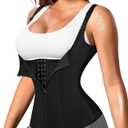 Nebility Waist Trainer for Women Corset Shapewear with Zipper Women's Waist Cincher Tank Top with Adjustable Straps (XX-Large, Black)