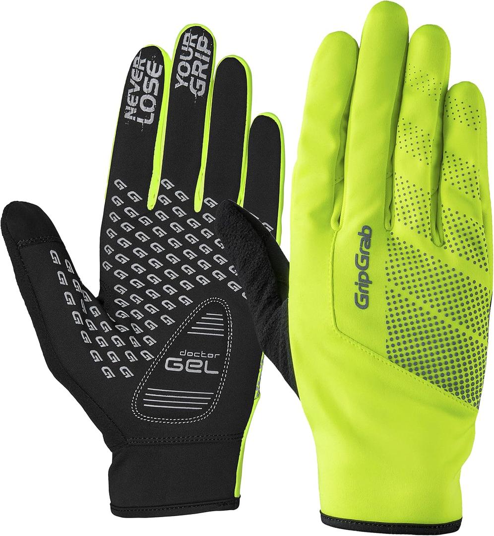 GripGrab Cycling Gloves Ride Thermal Winter Windproof Padded Touch Fleece Lined Gloves Cycling Winter (XX-Large, Yellow Hi-Vis)