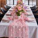 Remagr 9.8 ft Pink Butterfly Table Runner Embroidery Seasonal Table Decorations Tulle Fabric for Home Indoor Decor, Bridal Shower Wedding, Baby Shower Parties, Holiday DIY Craft Kitchen Decor