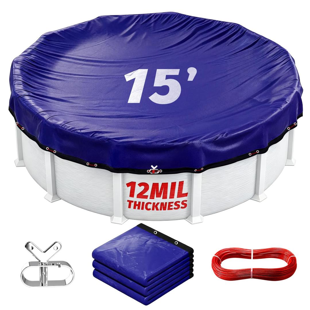 21 Foot Round Winter Pool Cover,12Mil Thicker Heavy Duty,Winch Closing Kit