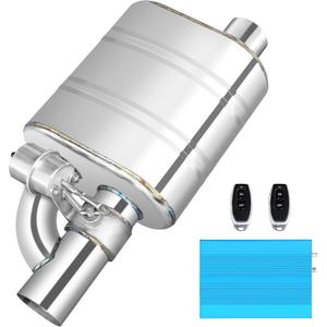 2.5 Inch Valved Muffler Exhaust Cutout with Muffler Cat Back Exhaust System Kit