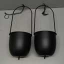 Stackable Metal Hanging Planters, Set of 2 Black Oval Plant Hangers with 6 inch Flower Pots, Modern Wall and Ceiling Plant Holders for Indoor Outdoor Plants Home Dcor (Double-Tier)