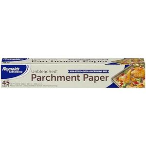 4 Pcs Reynolds Kitchens Unbleached Parchment Paper Roll, Non Stick Parchment Paper for Cooking and Baking, Oven Safe up to 425 Degrees, Chlorine-Free, 45 Feet x 12 Inches, 45 Total Sq. Ft.