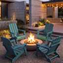 Folding Adirondack Chair 1 Pack, HDPE All-Weather Fire Pit Chairs, Plastic Adirondack Chairs with 2 Cup Holder, Outdoor Lawn Chair for Patio Garden (New Blue)