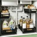 ARSTPEOE Under Sink Organizer - 2 Packs Multi-Purpose Pull-Out Storage Organizers, Slide out Pull out Metal Cabinet Organizer Shelf, Storage for Kitchen Bathroom, Black