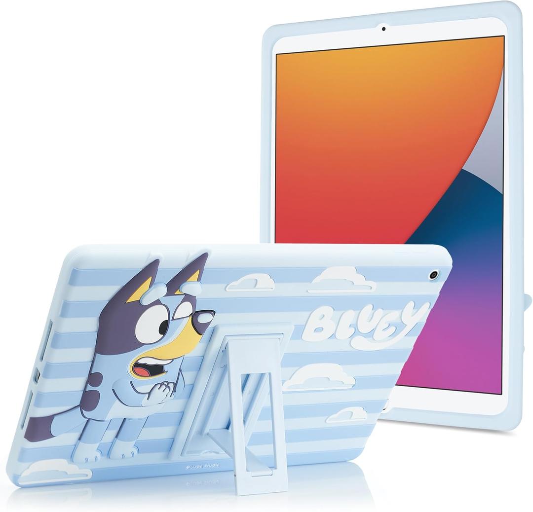 Bluey Kids iPad Case - 10.2 Case for iPad 9th/8th/7th Generation - 2019/2020/2021 Tablet Cover with Stand, Shockproof Silicone Protector