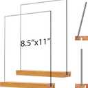 Acrylic Sign Holder with Wood Base 8.5x11 Inch Vertical and Slant Displays (2 Pack 8.5*11")