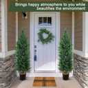 Hananona 2 Pcs 4 Ft Artificial Topiary Cedar Trees, Outdoor Faux Pine Shrubs, Realistic Fake Greenery Plants UV Resistant Cypress Trees for Christmas Porch Front Door Decor (2, Green, 4 Ft)