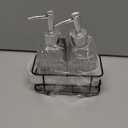 Urban Habitat Glass Hand and Soap Dispenser Set with Metal Pump - Includes Metal Caddy, 8oz (Chrome Rustic)