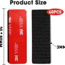 40 Sets Super Adhesive Hook and Loop Strips Heavy Duty Made with 3M VHB 1.2" x 3.2", Heat Resistant Waterproof Strong Hold for Indoor/Outdoor Use on Walls, Glass, Tile, Metal