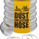 4" x 50' PVC Dust Collection Hose w/4 Thumbscrew Clamps Made In USA