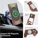 SOKAD Leather Case for Samsung Galaxy S25 Ultra Compatible with Magsafe, Vintage Elegant Design for Men Women, Thin Slim Half-Wrap Anti-Slip Protective Phone Case for Galaxy S25 Ultra, Brown