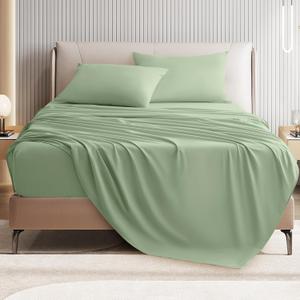 Queen Size 4 Piece Bed Sheet Set - Ultra Imitation Cotton-Premium Breathable & Cooling Sheets - Hotel Luxury Bed Sheets Deep Pocket up to 15"- Wrinkle, Fade, Stain Resistant (Sage Green, Queen)