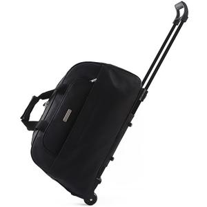 Small Wheeled Duffel Bag, Large Capacity Rolling Travel Luggage, Black Waterproof Suitcase With Retractable Handle