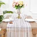 White Pearl Table Runner Tulle: 10ft Pearl Kitchen Linen 3pcs 29x120 Inch Sheer Gauze Fabric for Wedding Decor Birthday Party Dining Table Cover