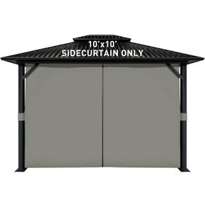 Aoodor 10x10 ft Outdoor Gazebo Curtains, 4 Panels Waterproof Privacy Sidewall Replacement with Zipper for Patio Pergola and Canopy, Gray