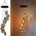 8 LED Solar Upgarde Sun Moon Star Wind Chimes Outdoor,Mom Gifts for Mothers Day Grandma Gift Sun Wind Chimes for Outside,Hanging Lights Warm LED,Outdoor Sun Decor,Gifts for Wife