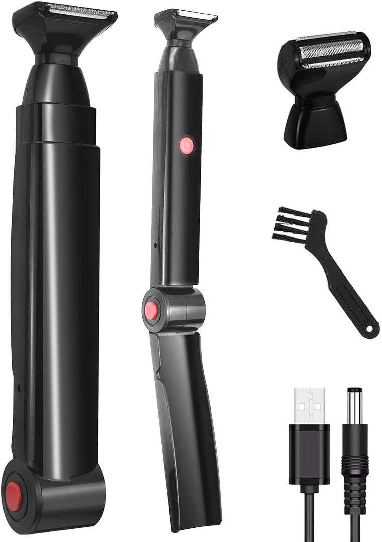 Back Shaver for Men, Electric Back Shaver Hair Trimmer, Mens Back Shaver with 2 Shock Absorber Flex Heads, Rechargeable Back Razor for Men with Adjustable Long Handle and Safety Blade