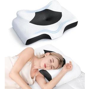 Osteo Cervical Pillow for Neck Pain Relief, Hollow Design Odorless Memory Foam Pillows with Cooling Case, Adjustable Orthopedic Bed Pillow for Sleeping, Support for Side Back Sleepers
