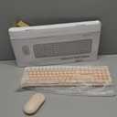 Wireless Keyboard and Mouse, Silent Keyboard Mouse Combo, Full-Sized Colorful Typewriter Keyboard with Round Keycaps, 2.4G Cute Mouse Compatible with PC/Laptop/Computer(Milk Tea)