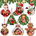 Yalikop 16 Pcs Christmas Photo Frame Ornaments Wooden Nutcrackers Santa Snowman Snowflake Picture Frame Tree Decoration DIY Photo Keepsakes for Xmas Party Decorations Winter Holiday Gift (Classic)