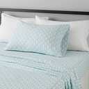 Amazon Basics Lightweight Super Soft Easy Care Wrinkle Free Microfiber 3 Piece Bed Sheet Set with 14-Inch Deep Pockets, Twin, Aqua Fern, Floral, Kids, Men & Women Bedding