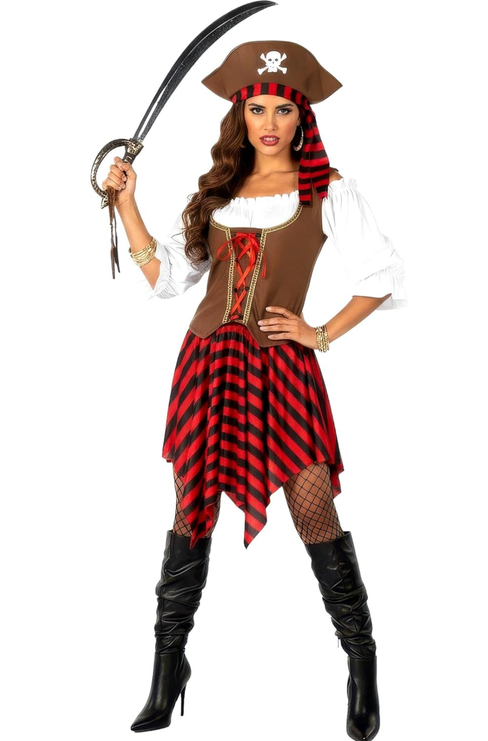 fun shack Pirate Costume Women, Womens Pirate Costume, Pirates Dress, Halloween Costumes for Women, Womens Halloween Costumes, M